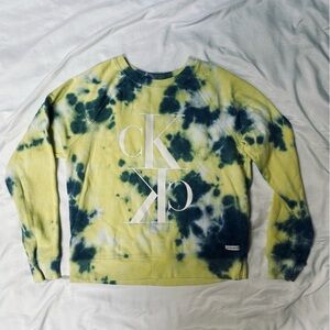 Calvin Klein Jeans Tie-Dye Sweatshirt - Yellow and Blue
